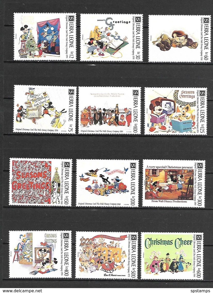 Disney Set Sierra Leone 1991 Christmas Cards MNH - Disney