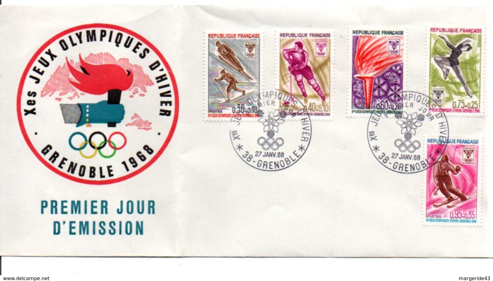 FDC 1968 SERIE J O DE GRENOBLE - 1960-1969