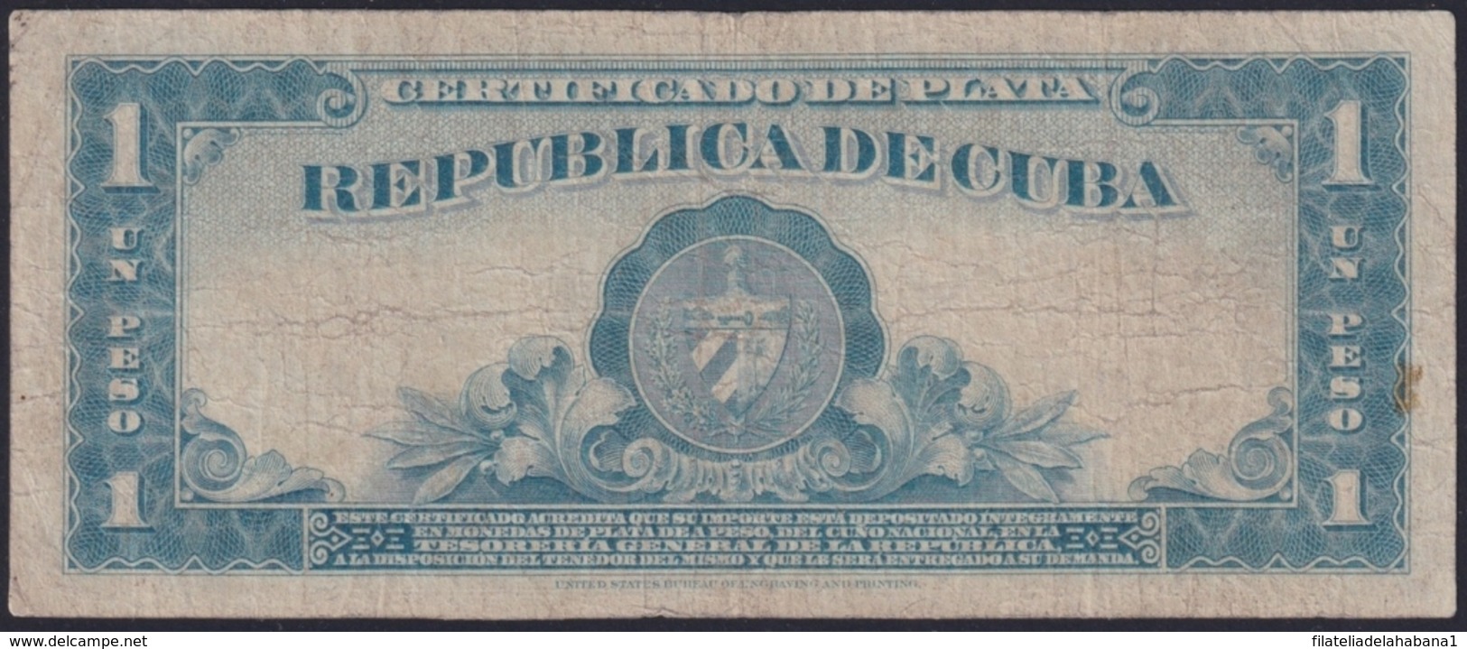 1948-BK-26 CUBA 1948 1$ BANCO NACIONAL CERTIFICADO DE PLATA SILVER CERTIFICATE - Cuba