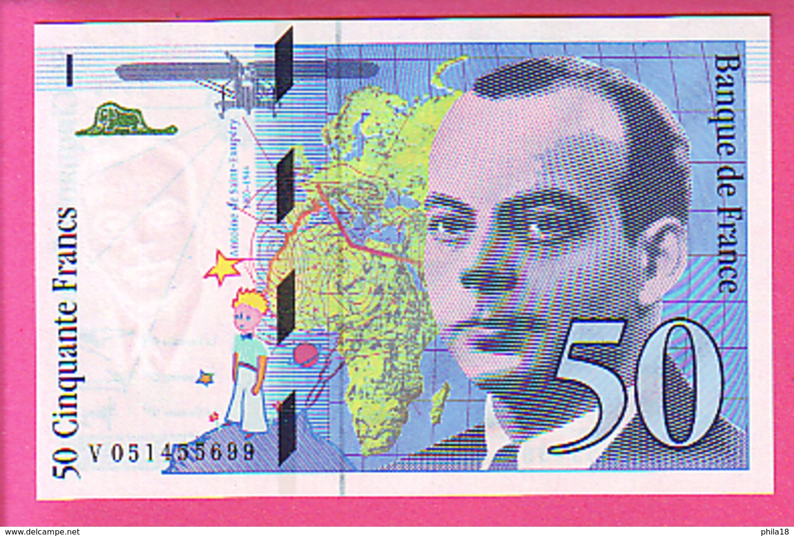 50 CINQUANTE FRANCS 1999 ANTOINE DE SAINT EXUPERY N° 73.5 NEUF SANS TROUS EPINGLES V 051455699 - 500 F 1994-2000 ''Pierre Et Marie Curie''