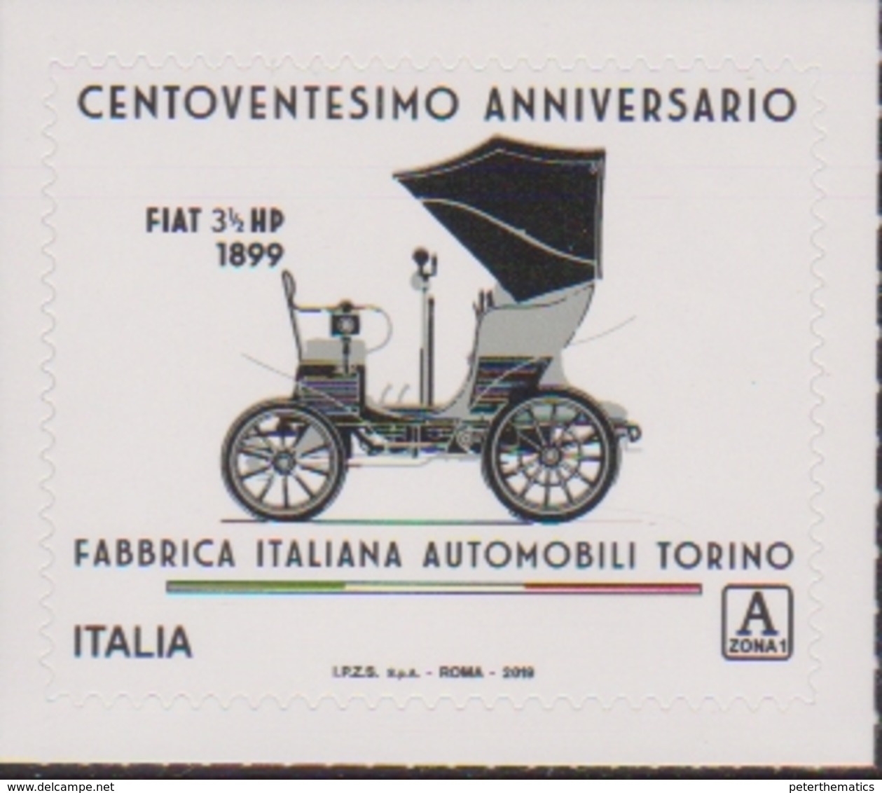 ITALY, 2019, MNH,CARS, 120th ANNIVERSARY OF FIAT, ITALIAN AUTOMAKERS, 1v - Coches