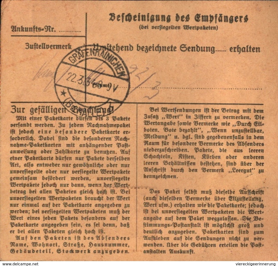 ! 1934 Paketkarte, Deutsches Reich, Halberstadt Nach Gräfenhainichen - Briefe U. Dokumente