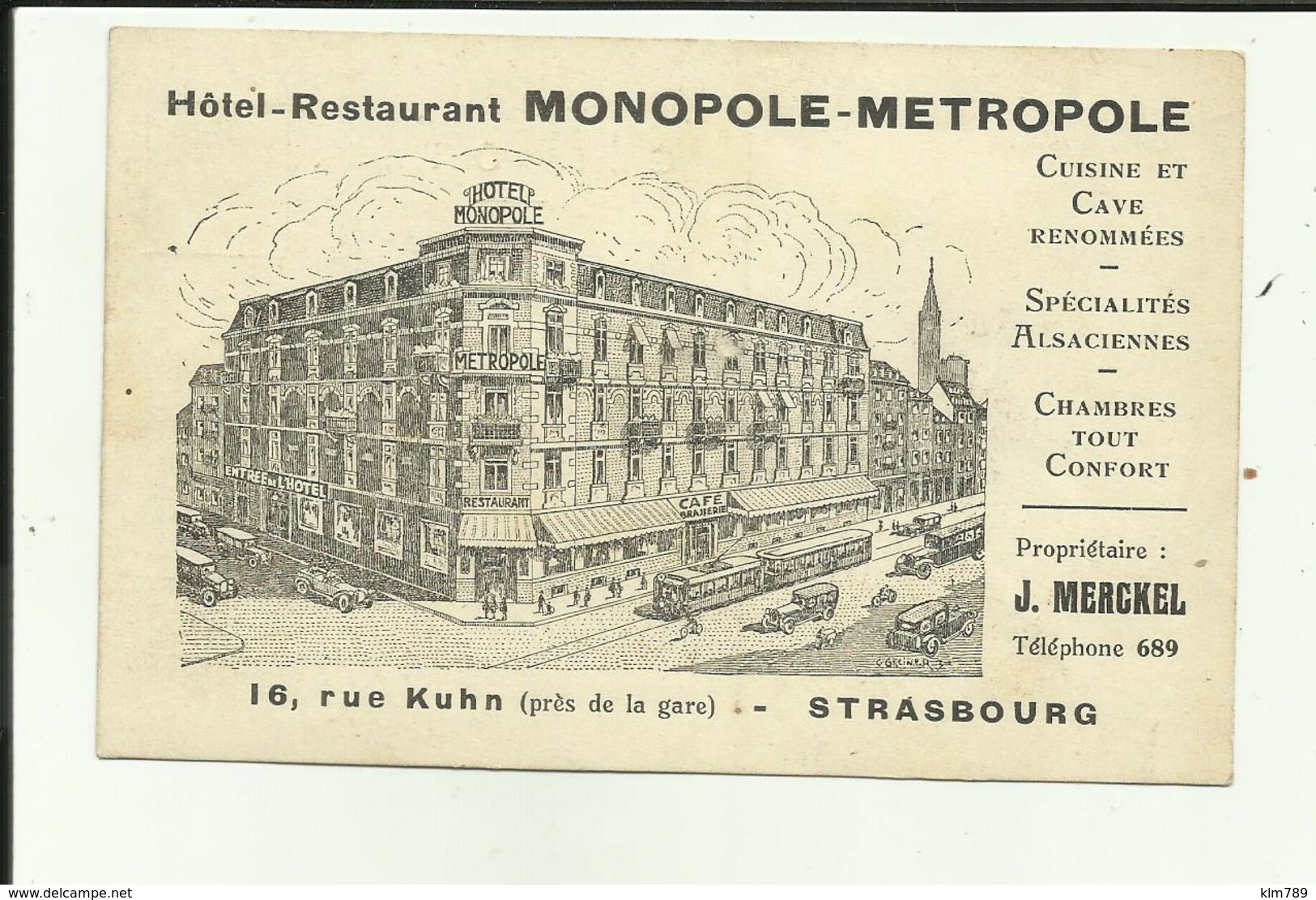 67 - Bas Rhin - Strasbourg - Carte Gravure De Greiner - 1931 - Hotel Monopole - Métropole - 16 Rue Kuhn - - Strasbourg