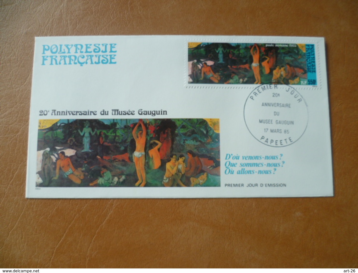 FDC POLYNESIE   POSTE AERIENNE N° 186  MUSEE GAUGUIN PEINTRE - FDC