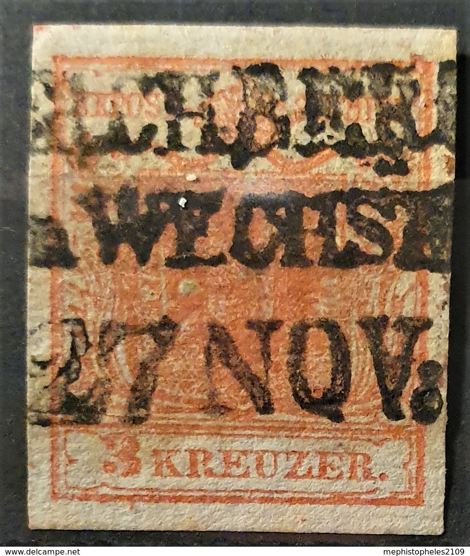 AUSTRIA 1850/54 - EICHBERG AM WECHSEL Cancel - ANK 3 - 3kr - Used Stamps