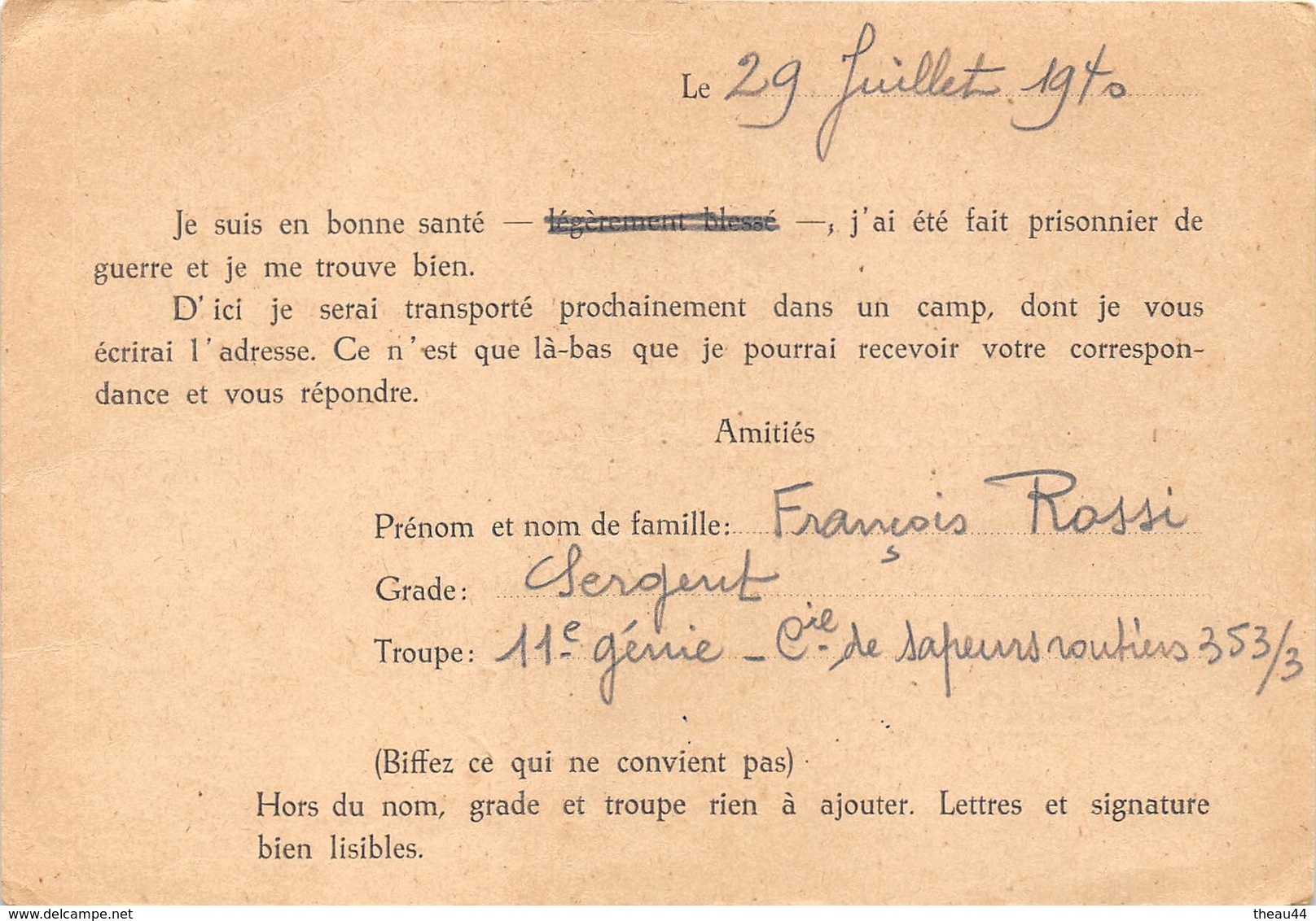 ¤¤   -  Franchise Militaire Allemande  -  Correspondance De Prisonniers De Guerre En 1940  -   Tampon   -   ¤¤ - Autres & Non Classés