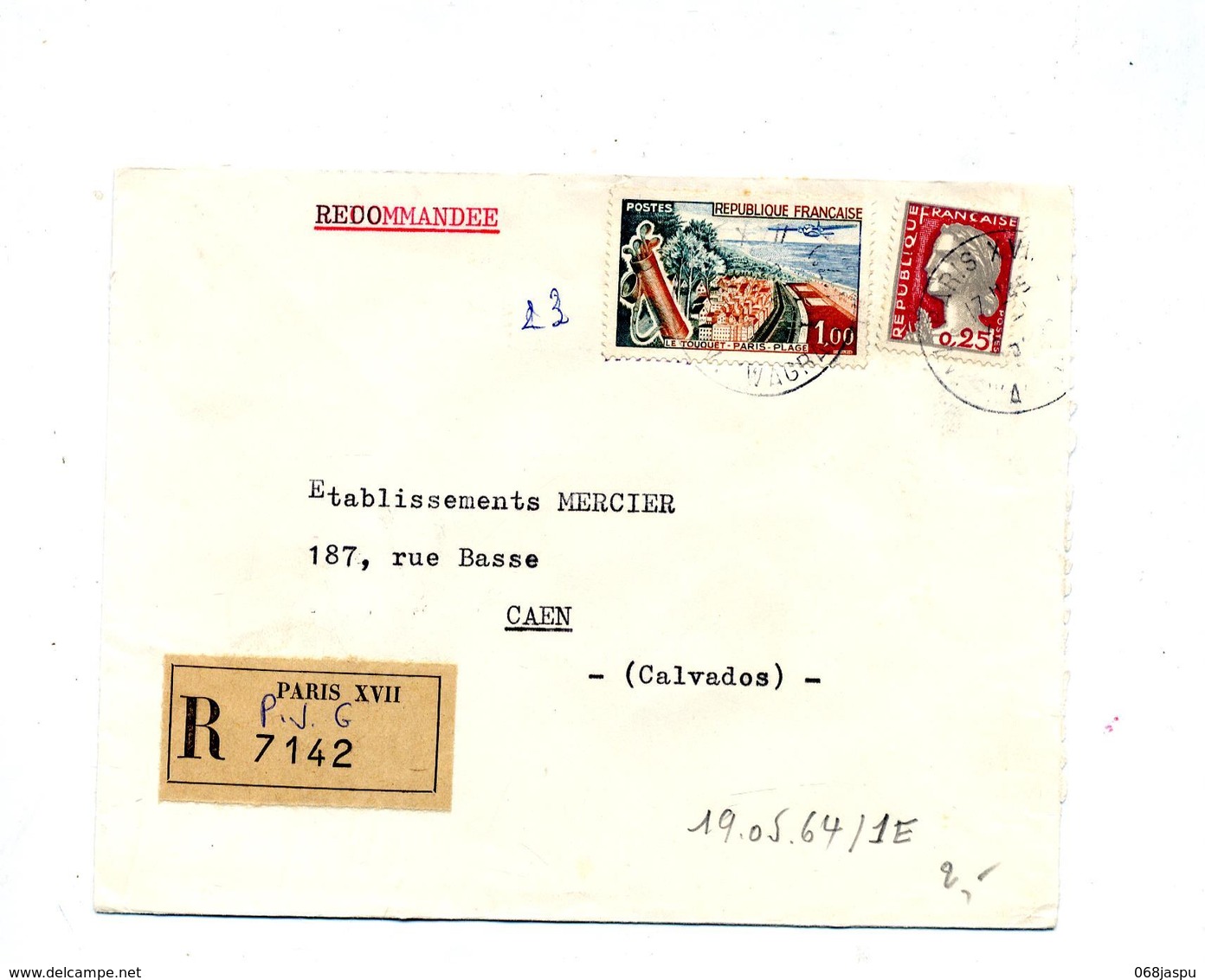 Letttre Recommandée Paris XVII Sur Decaris Touquet - Handstempel