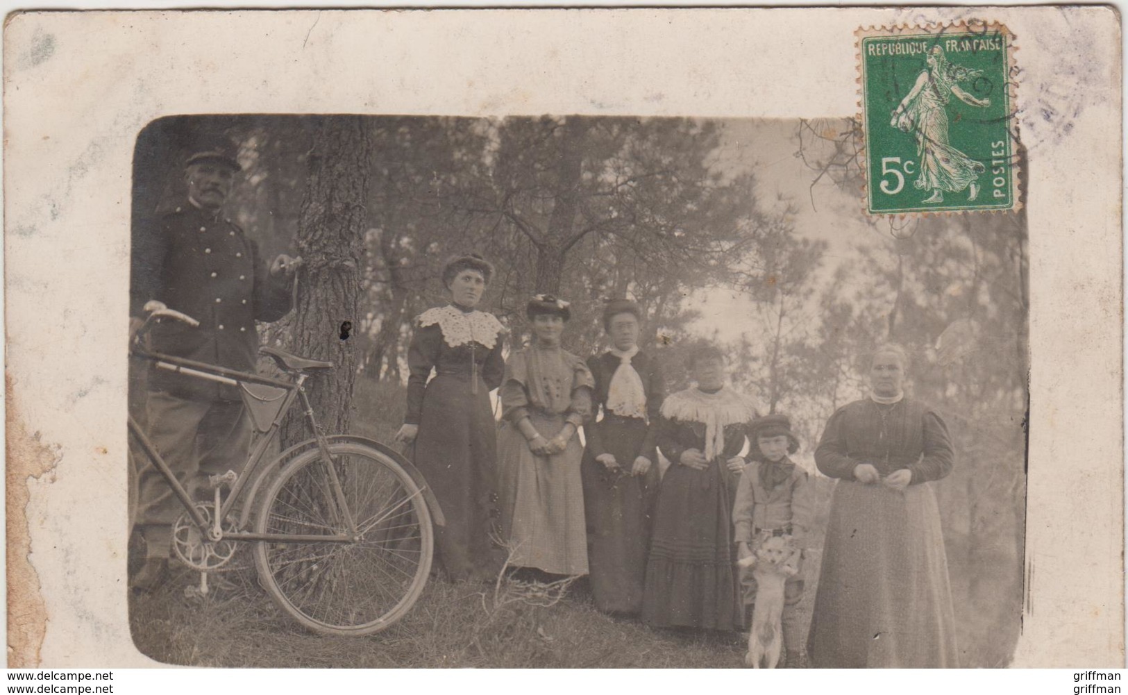 JARD PHOTO CARTE GARDE CHAMPETRE ET SA FAMILLE 1908 - Autres & Non Classés