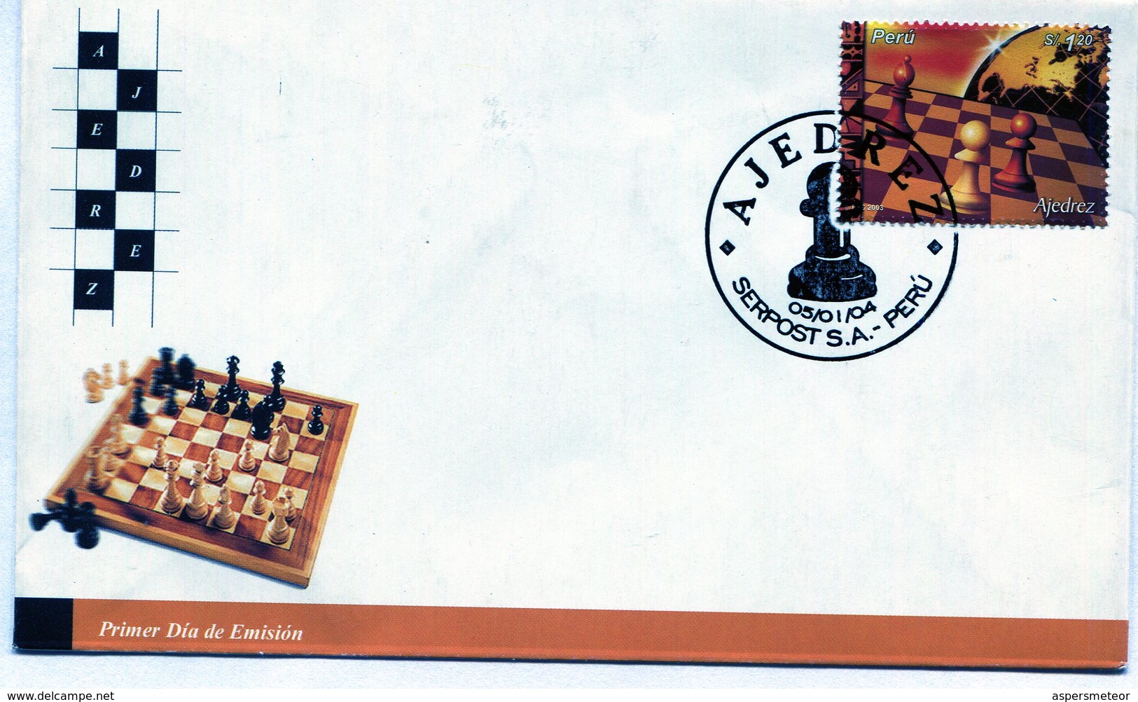 PERU. SOBRE FDC. 2004. AJEDREZ. SERPOST S.A. CHESS. SCACCHI. GAME. - NTVG - Perú