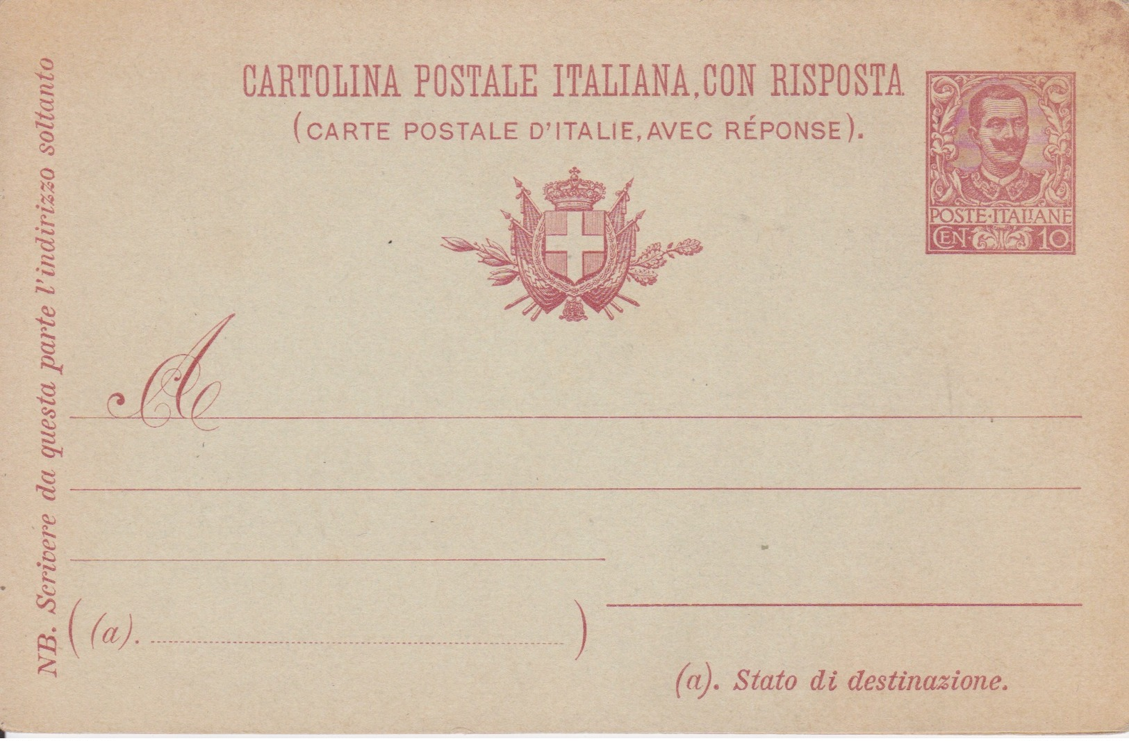 ITALIA 1904 - CARTOLINA  POSTALE CON RISPOSTA PAGATA - C10+10 - NUOVA INTEGRA - - Interi Postali