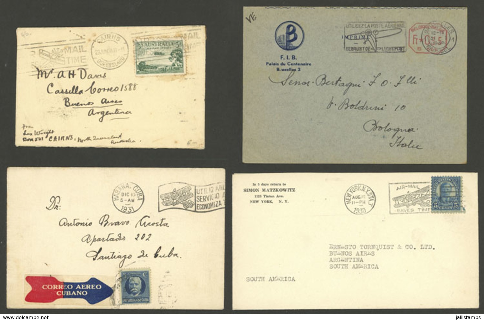 TOPIC AVIATION: PROMOTION OF AIRMAIL: 10 Covers Of Varied Countries Posted By Surface Mail Between 1930 And 1937, All Wi - Flugzeuge