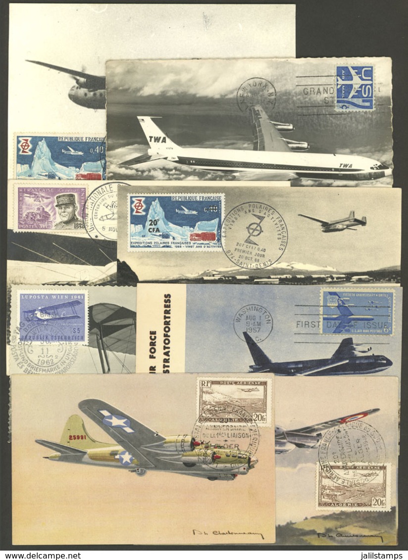 TOPIC AVIATION: 8 Postcards, Several Maximum, With Good Views Of Airplanes, VF Quality! - Andere (Lucht)