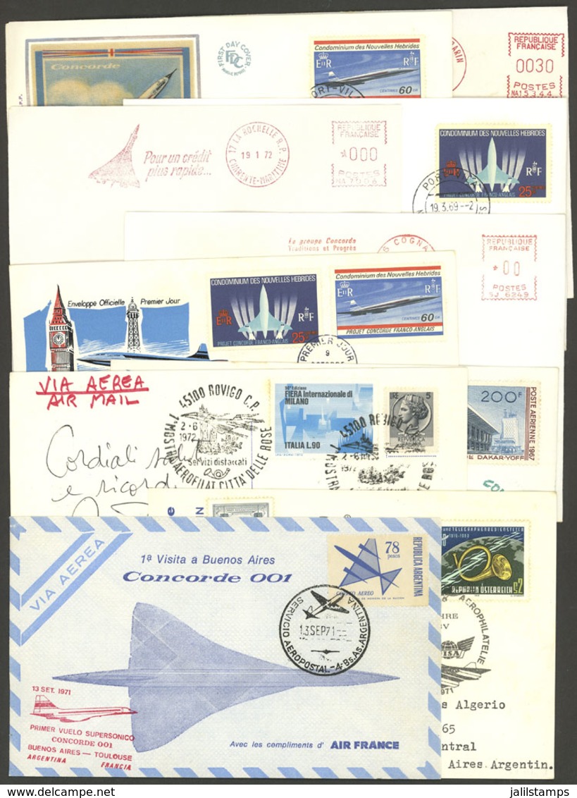 TOPIC AVIATION: CONCORDE AIRPLANE: Over 80 Covers Or Cards With Special Postmarks Or Stamps Related To Concorde, Also Fi - Sonstige (Luft)