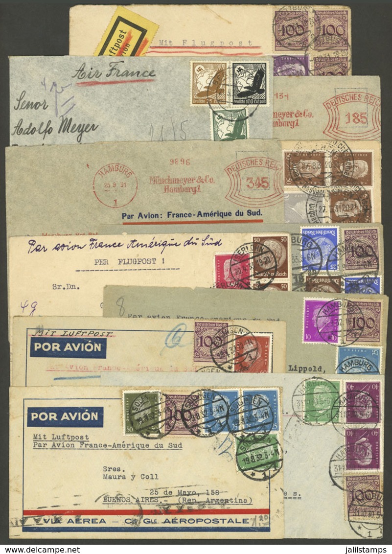 GERMANY: 11 Airmail Covers Sent To Argentina Via France (Aeropostale) Between 1930 And 1938, There Are Some Attractive F - Other & Unclassified