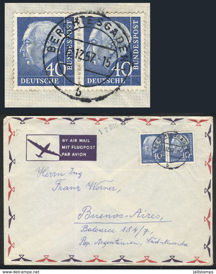 WEST GERMANY: Cover Franked By Michel 260x HORIZONTAL PAIR, Sent From Berchtesgaden To Argentina On 12/DE/1957, VF, Rare - Sonstige & Ohne Zuordnung
