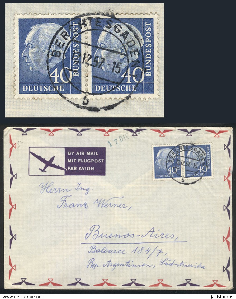 WEST GERMANY: Cover Franked By Michel 260x HORIZONTAL PAIR, Sent From Berchtesgaden To Argentina On 12/DE/1957, VF, Rare - Other & Unclassified