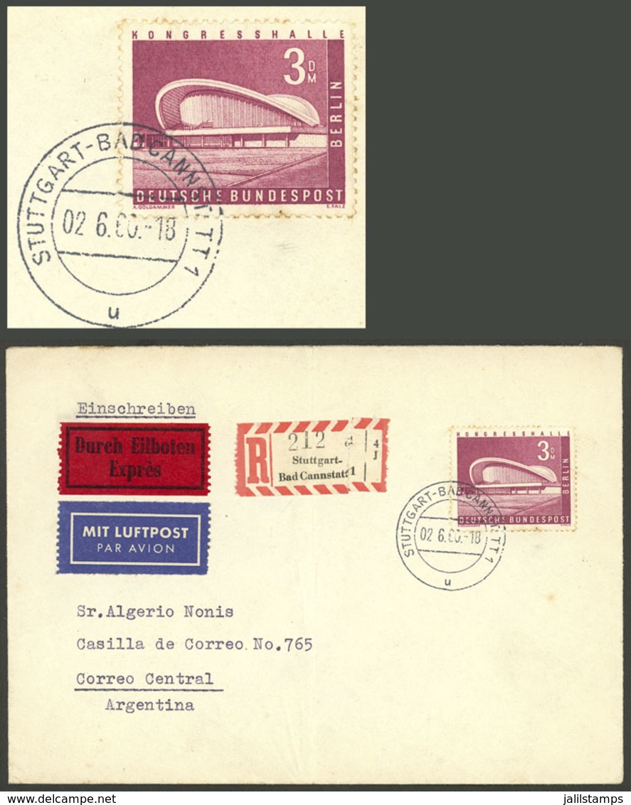 WEST GERMANY: 3DM Stamp Of West Berlin (Michel 154) Franking ALONE A Cover Sent From Stuttgart To Argentina On 2/JUN/196 - Otros & Sin Clasificación