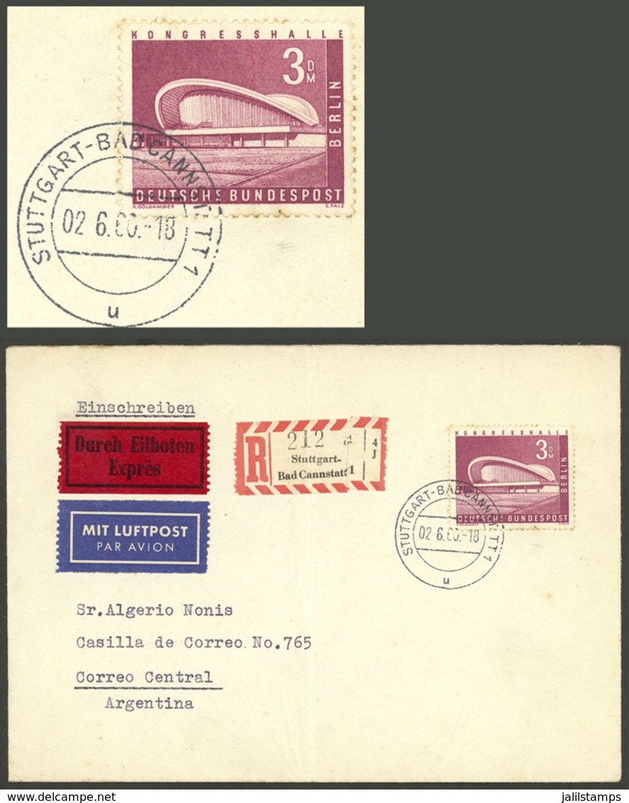 WEST GERMANY: 3DM Stamp Of West Berlin (Michel 154) Franking ALONE A Cover Sent From Stuttgart To Argentina On 2/JUN/196 - Other & Unclassified
