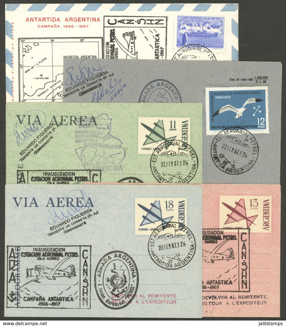ARGENTINE ANTARCTICA: Inauguration Of The Petrel Antarctic Base, 5 Covers With Postmarks Of The Inaguration Date (22/FE/ - Sonstige & Ohne Zuordnung