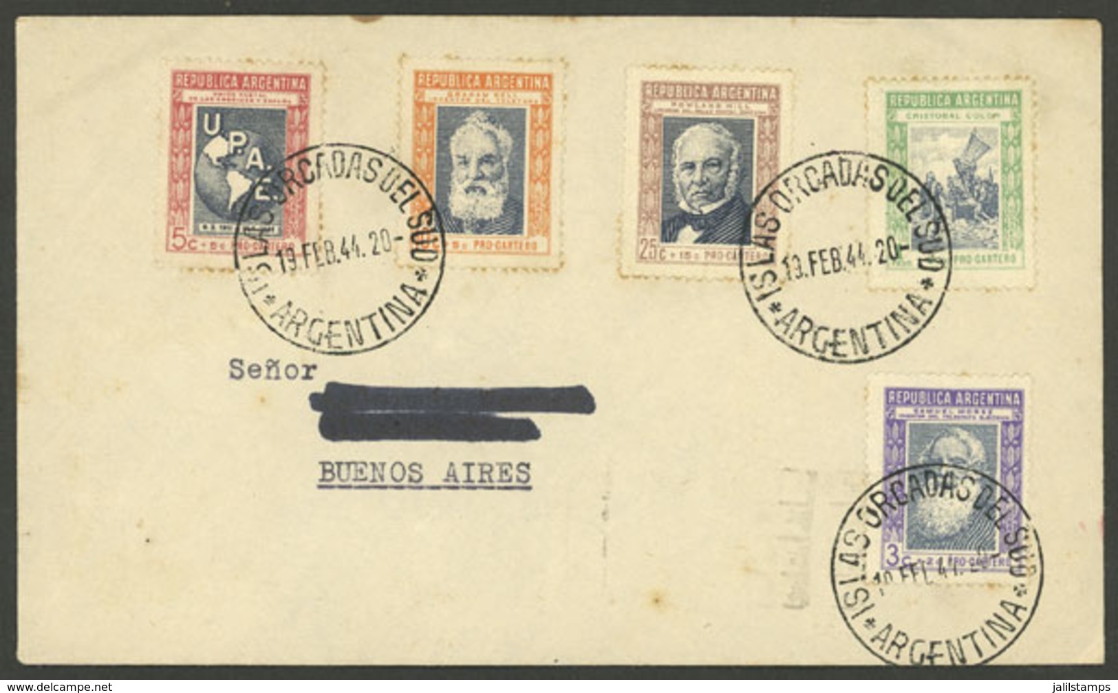 ARGENTINE ANTARCTICA - ORCADAS: Cover Franked With The Complete Postal Welfare Set, Sent To Buenos Aires On 19/FE/1944,  - Sonstige & Ohne Zuordnung