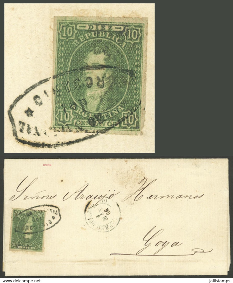 ARGENTINA: GJ.21b, 10c. VERY CLEAR IMPRESSION On THIN PAPER, Also With The Plate Lightly Dirty (it Can Be Clearly Observ - Brieven En Documenten