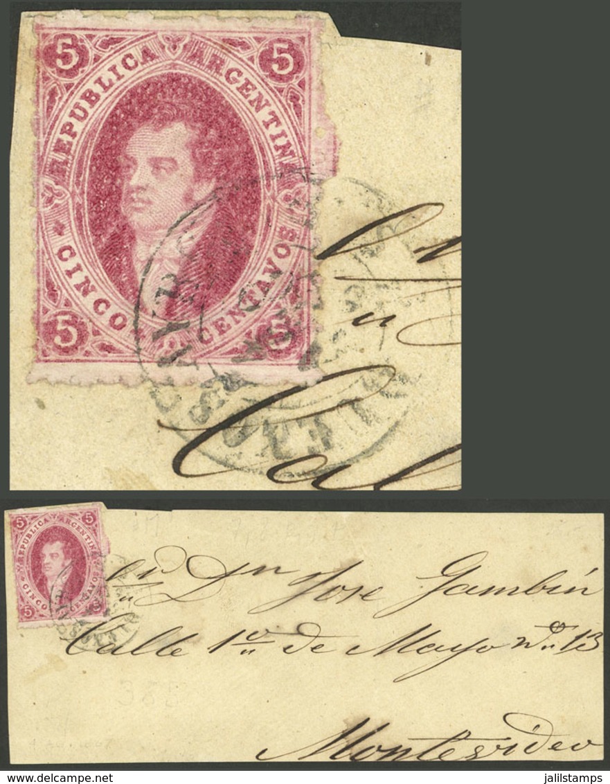 ARGENTINA: GJ.33, 7th Printing Perforated, Fantastic Example PERFORATED ALL AROUND (very Rare), Franking A Front Of Fold - Cartas & Documentos