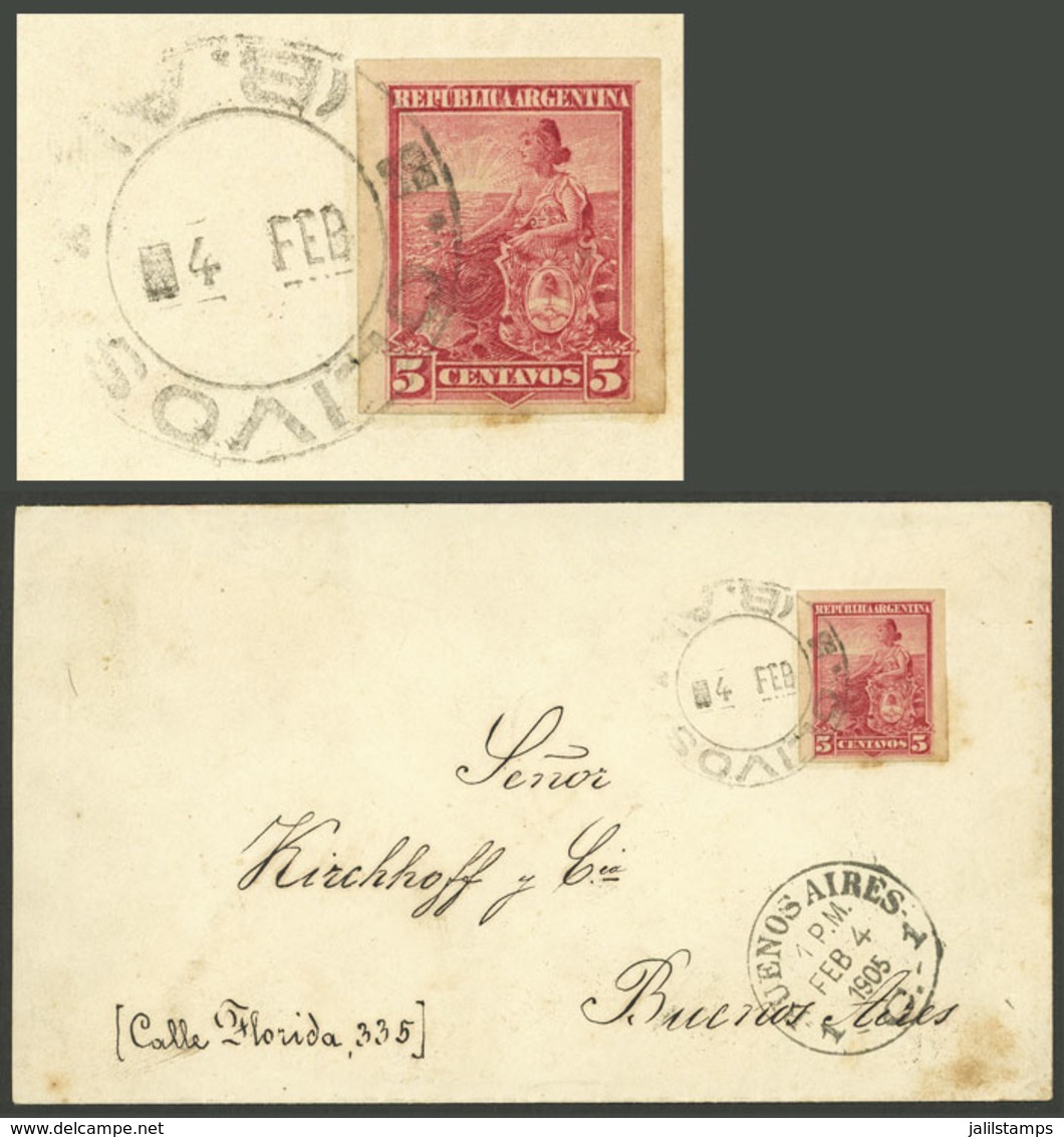 ARGENTINA: RARE IMPERFORATE POSTAGE: GJ.222P, 5c. Seated Liberty IMPERFORATE Franking A Cover Sent From Olivos To Buenos - Otros & Sin Clasificación