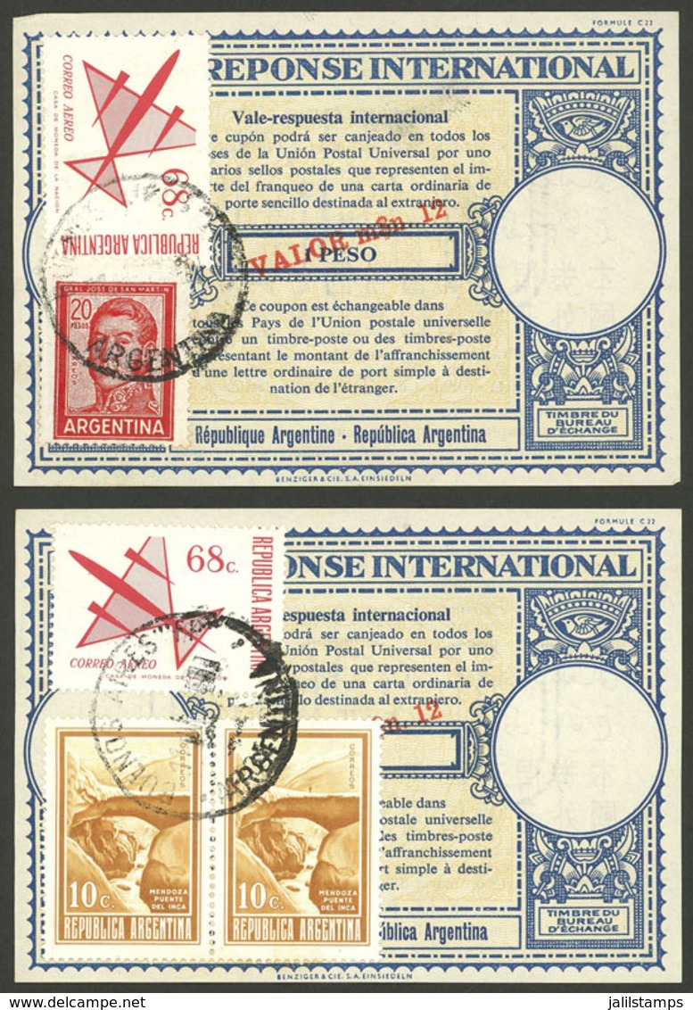 ARGENTINA: 2 IRC Of 1973 With Nominal Value Of 12 Pesos Moneda Nacional + Additional Postage Of Stamps In Pesos Ley + Pe - Autres & Non Classés