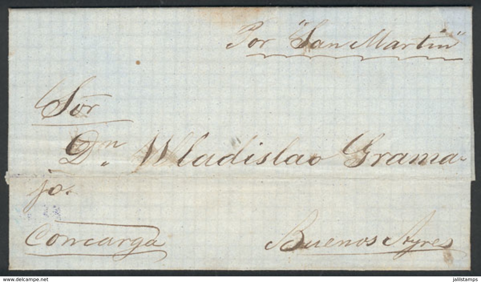 ARGENTINA: Entire Letter Sent From ESQUINA (Corrientes) To Buenos Aires On 10/JUL/1865, Without Postage Or Postal Marks, - Sonstige & Ohne Zuordnung