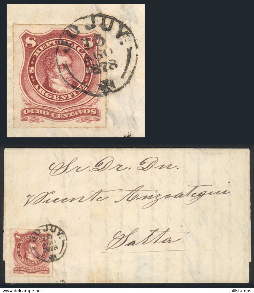 ARGENTINA: Entire Letter Franked By GJ.49, Sent To Salta On 16/AU/1878, Datestamp Of JUJUY With Maltese Cross, Superb! - Otros & Sin Clasificación