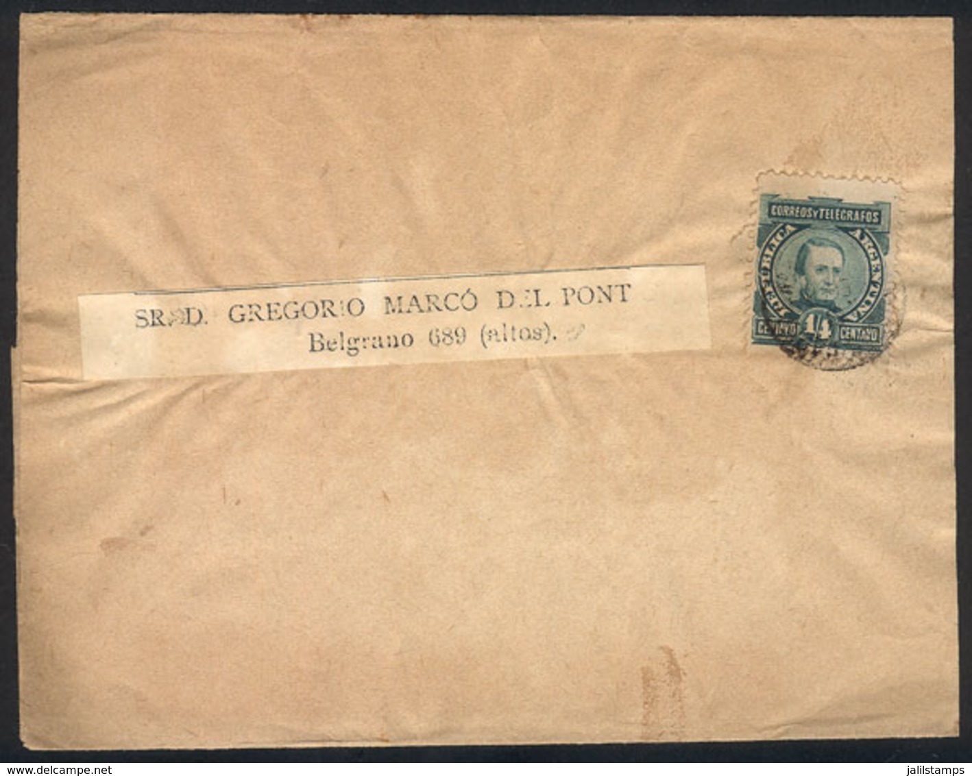 ARGENTINA: Newspaper Wrapper Franked By GJ.96 ALONE (¼c.), Very Rare Rate Of A QUARTER CENT For Printed Matter Used Loca - Sonstige & Ohne Zuordnung