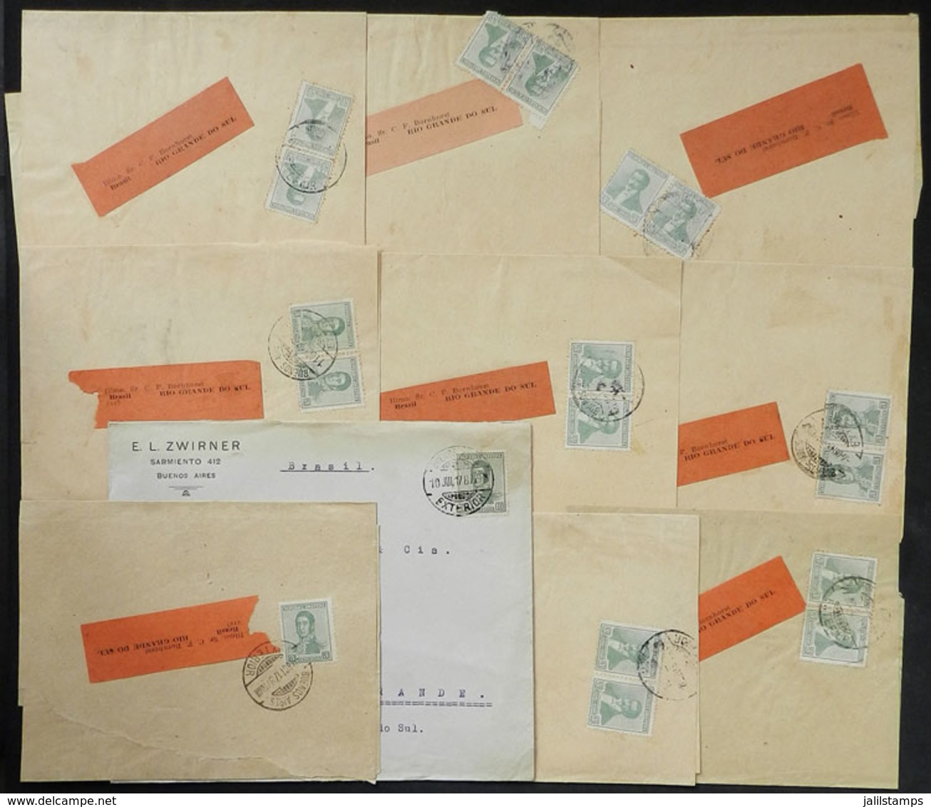 ARGENTINA: 8 Wrappers + 1 Cover Sent To Brazil In 1917, Several With Interesting Postages Of 6c., Low Start! - Sonstige & Ohne Zuordnung