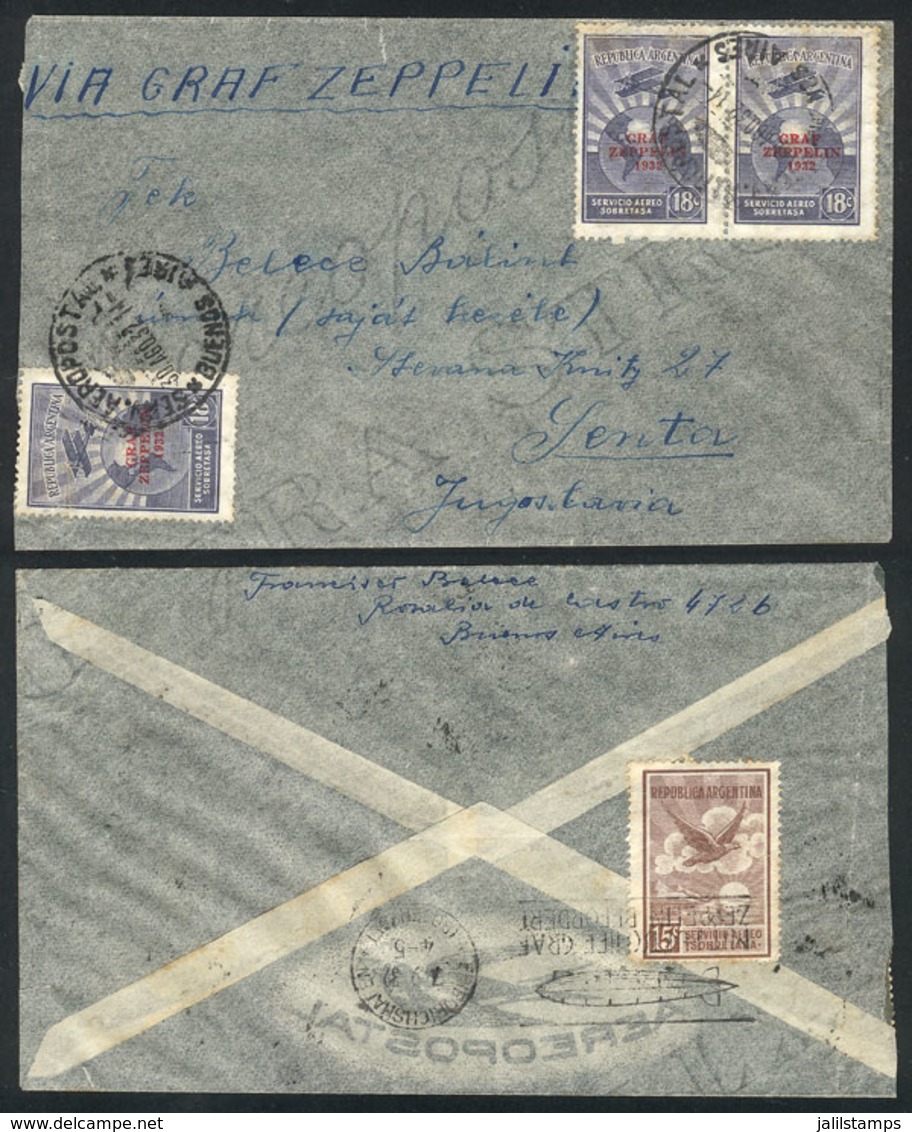 ARGENTINA: UNUSUAL DESTINATION For A Zeppelin Cover: Cover Sent From Buenos Aires To Yugoslavia On 30/AU/1932, With Tran - Sonstige & Ohne Zuordnung