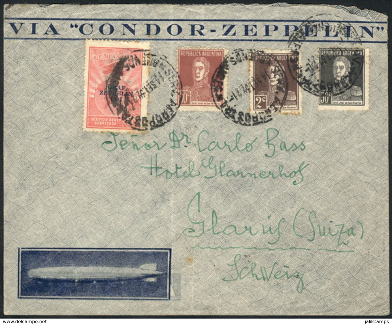 ARGENTINA: Cover Sent Via ZEPPELIN From Buenos Aires To SWITZERLAND On 14/SE/1932, With Friedrichshafen Transit Backstam - Other & Unclassified