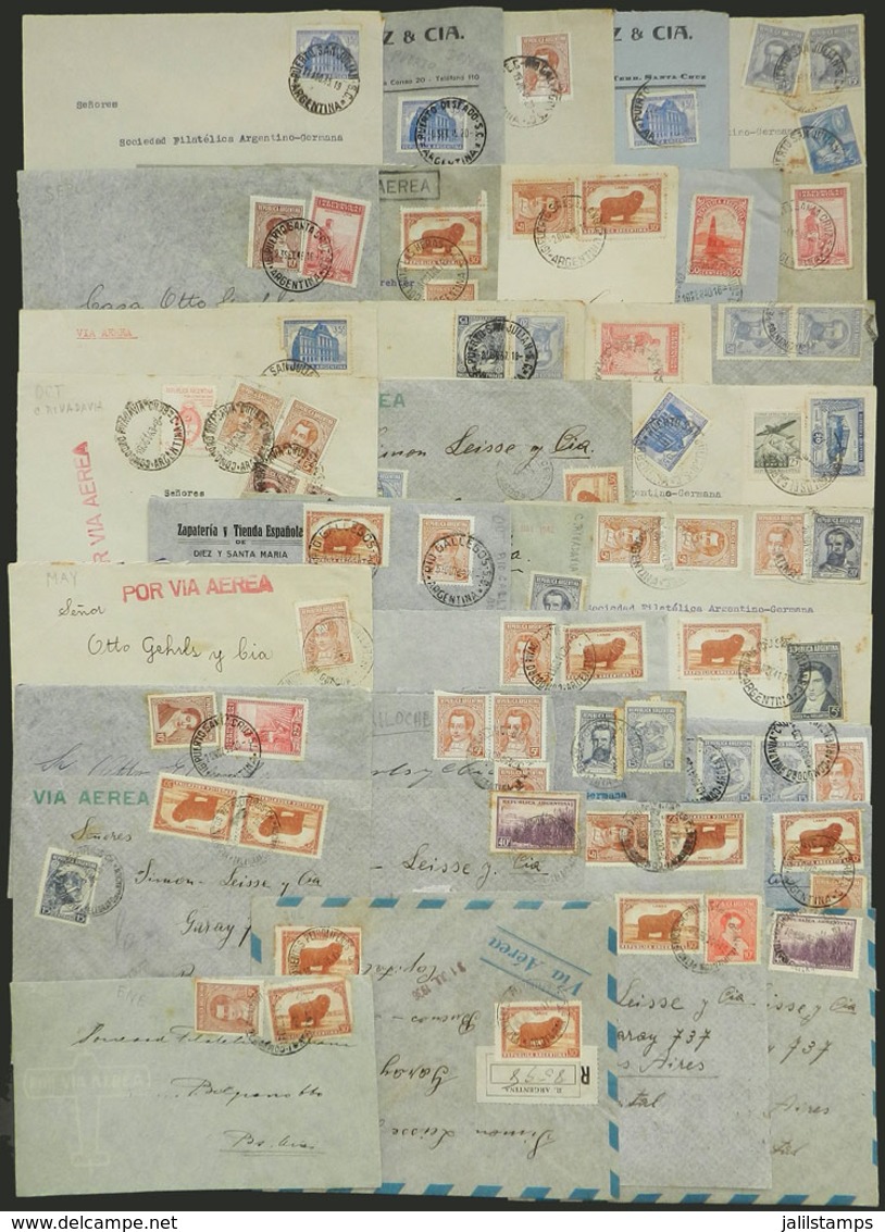 ARGENTINA: SOUTH ARGENTINA: 36 Covers Sent By Airmail From Towns In Patagonia (Puerto San Julián, Río Gallegos, Comodoro - Other & Unclassified