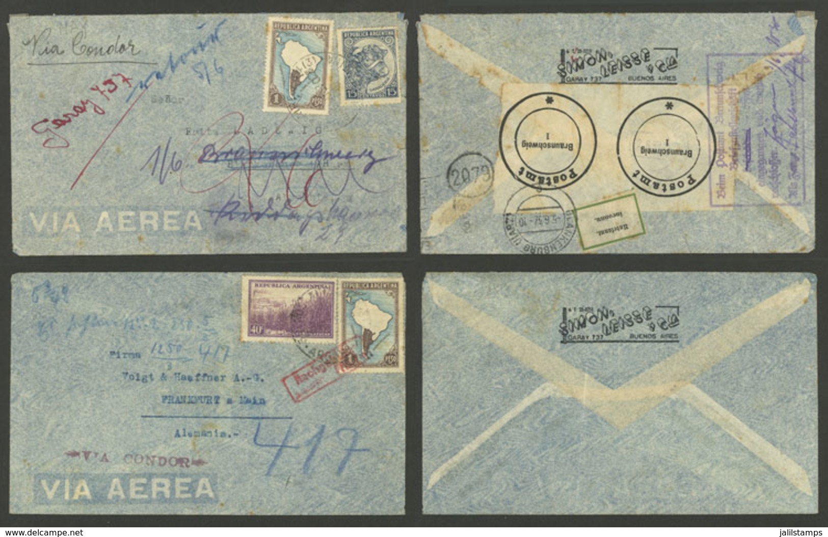 ARGENTINA: 2 Airmail Covers Sent To Germany In 1930s, One Returned To Sender And The Other One With Interesting Red Mark - Otros & Sin Clasificación