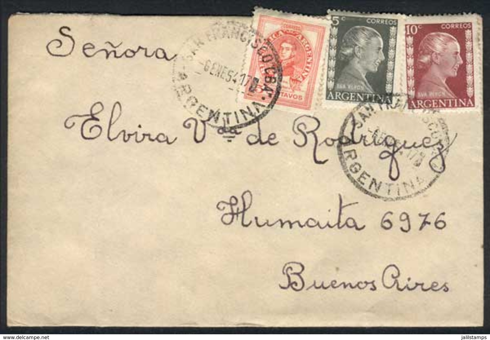 ARGENTINA: RARE COMBINATION: Cover Sent From San Francisco (Córdoba) To Buenos Aires On 6/JA/1954, Franked With 20c. Con - Andere & Zonder Classificatie