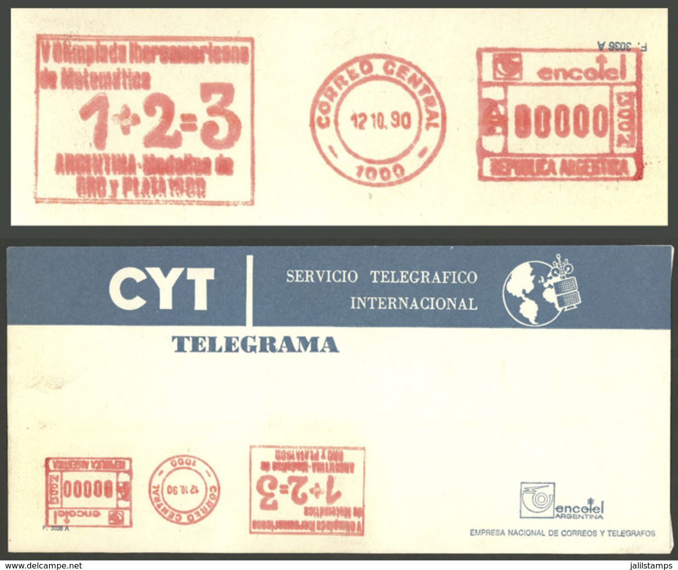 ARGENTINA: Meter Postage Proof With Advertising Slogan Cancel About The Argentine Triumph In The Ibero-American Mathemat - Otros & Sin Clasificación