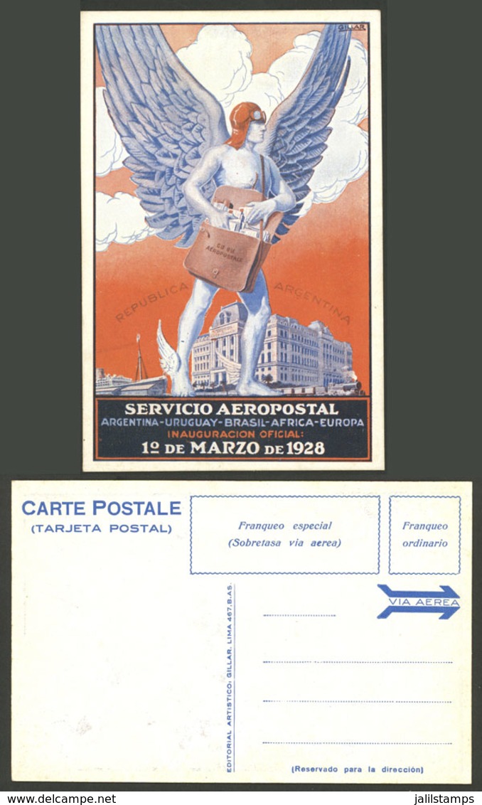 ARGENTINA: Special Postcard Of The C.G. Aeropostale For Its First Flight Between Argentina And Europe On 1/MAR/1928, Exc - Argentina