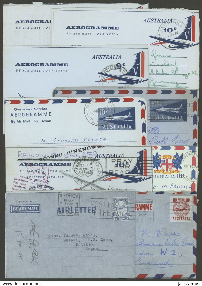 AUSTRALIA: 9 Aerograms Used Between 1953 And 1966, Interesting! - Sonstige & Ohne Zuordnung