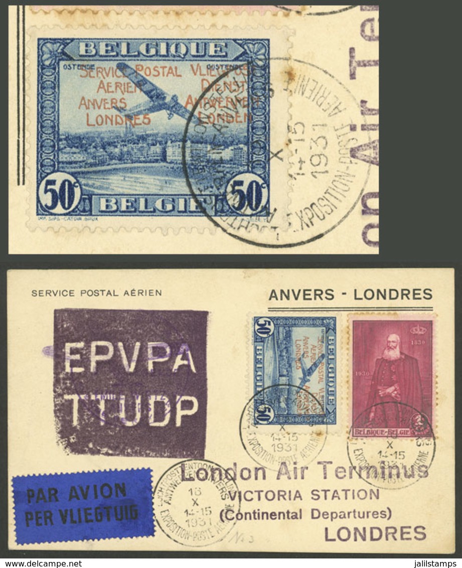 BELGIUM: 16/OC/1931 Antwerpen - London, Special Flight During Aerophilately Exhibition, Franked With 1.50Fr. Including A - Sonstige & Ohne Zuordnung
