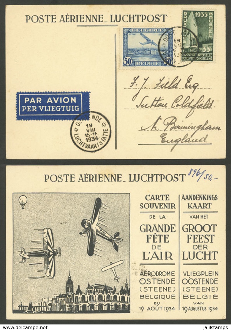 BELGIUM: 19/AU/1934 Aviation Meeting In Ostende, Special Postcard, VF Quality! - Other & Unclassified