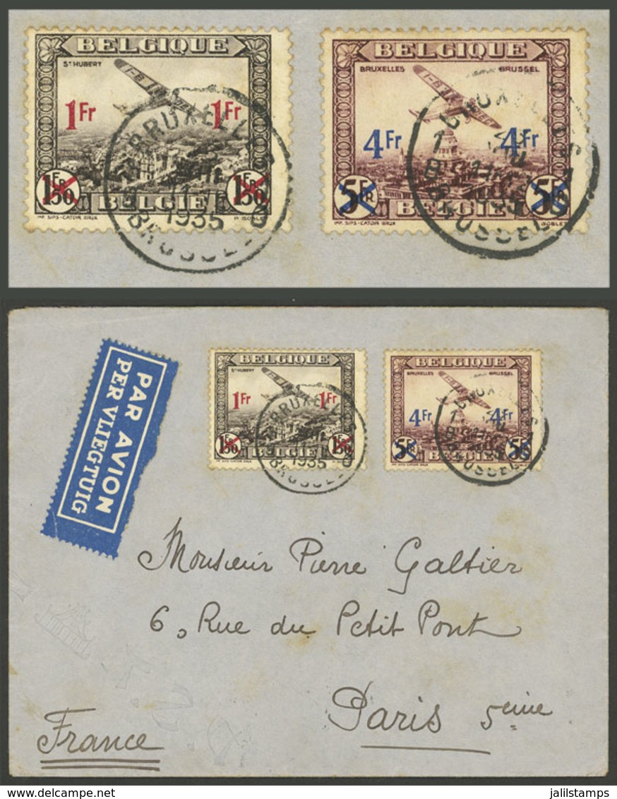 BELGIUM: 11/AU/1935 Bruxelles - Paris, Airmail Cover Franked By Sc.C6/C7, Arrival Backstamp Of 26/AU, Attractive! - Sonstige & Ohne Zuordnung