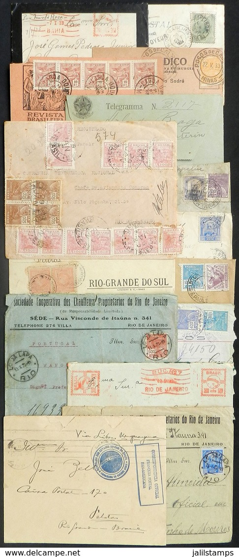 BRAZIL: 15 Covers, Cards, Telegram, Etc. Posted Between 1894 And 1939, Mixed Quality (some With Defects), Good Opportuni - Sonstige & Ohne Zuordnung