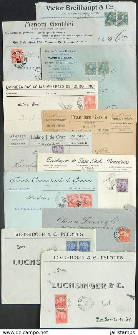 BRAZIL: 11 Covers With Nice Commercial Corner Cards, Posted Between 1914 And 1918, Very Nice! - Sonstige & Ohne Zuordnung
