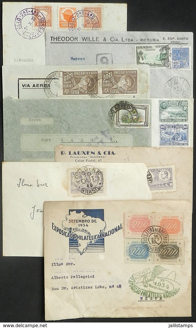BRAZIL: 8 Covers Used Between 1922 And 1946, All With COMMEMORATIVE Stamps In The Postage, Some With Minor Defects, Othe - Otros & Sin Clasificación