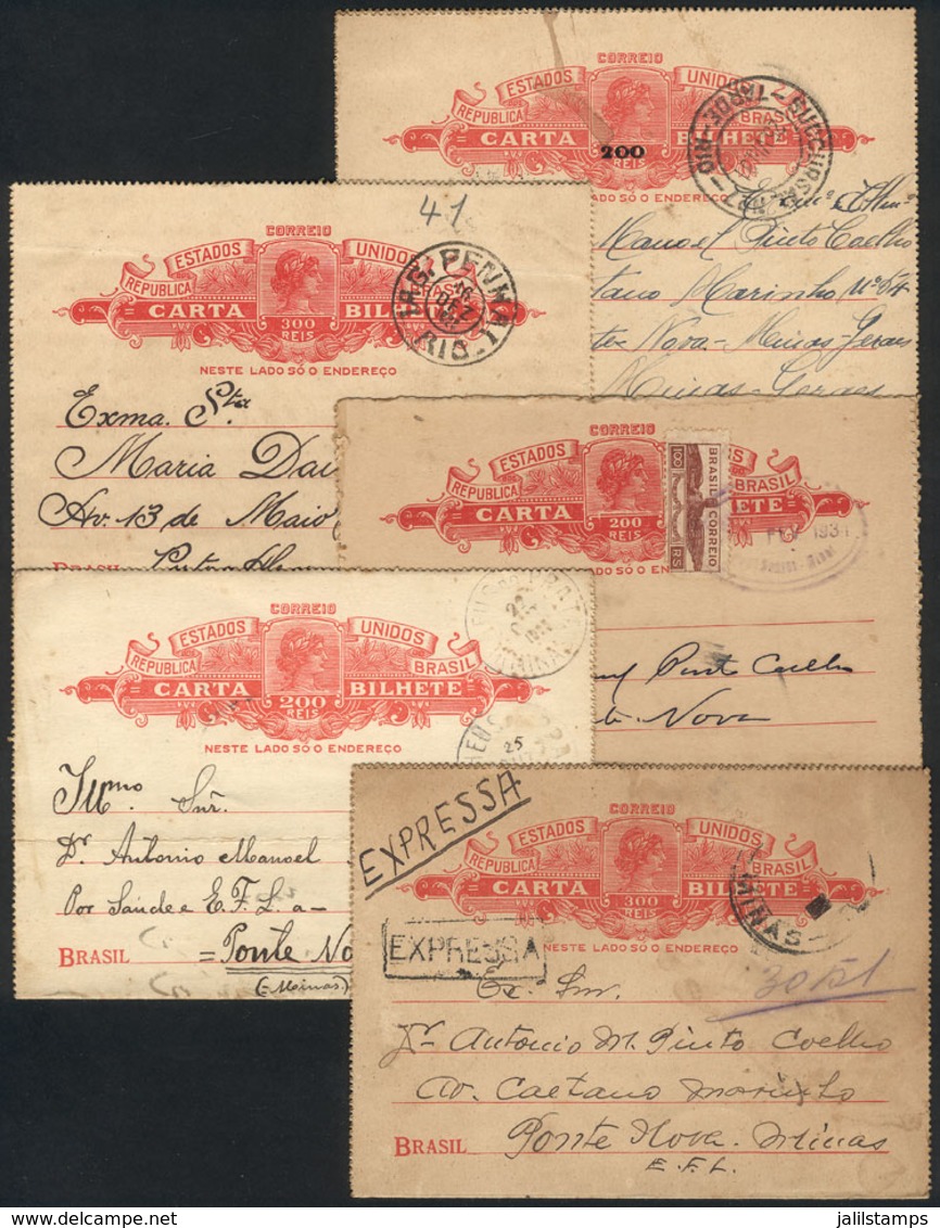 BRAZIL: 5 Lettercards Used Between 1923 And 1935, Interesting Group, Good Opportunity At LOW START! - Otros & Sin Clasificación