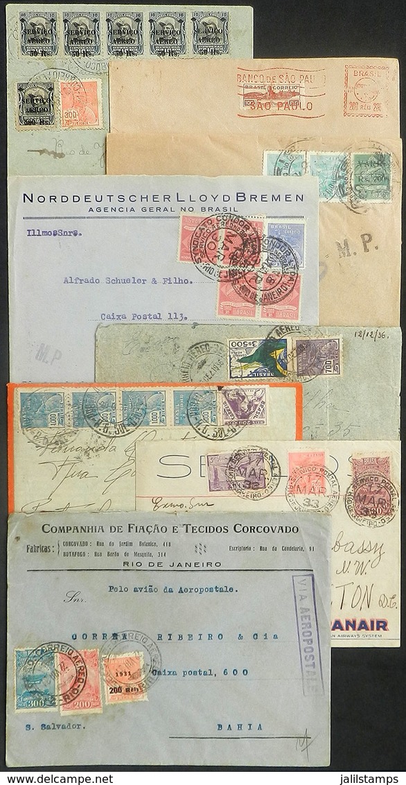 BRAZIL: 8 Airmail Covers Posted Between 1929 And 1937 By Various Airlines, Some Good Postmarks And Frankings, Good Oppor - Sonstige & Ohne Zuordnung