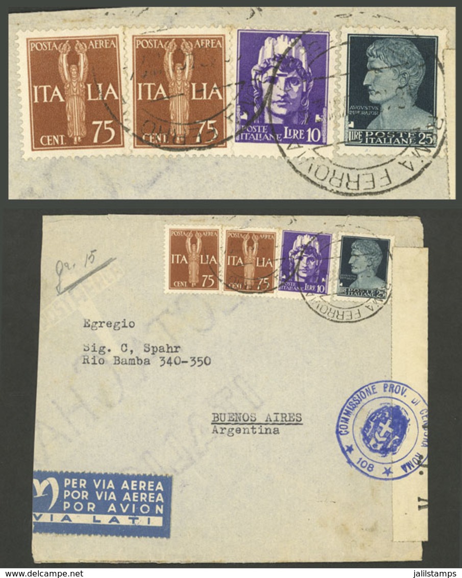 ITALY: 18/OC/1940 Roma - Argentina, Airmail Cover Sent By LATI Franked With 36.50L. Including Sc.230 (US$2,400 On Cover - Unclassified