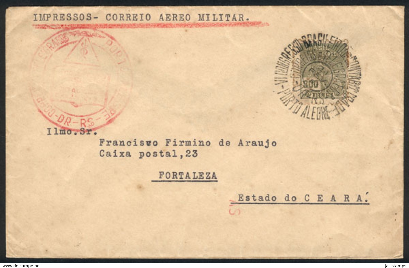 BRAZIL: Cover Sent From Porto Alegre To Fortaleza On 24/FE/1953 Via MILITARY AIRMAIL, VF! - Other & Unclassified